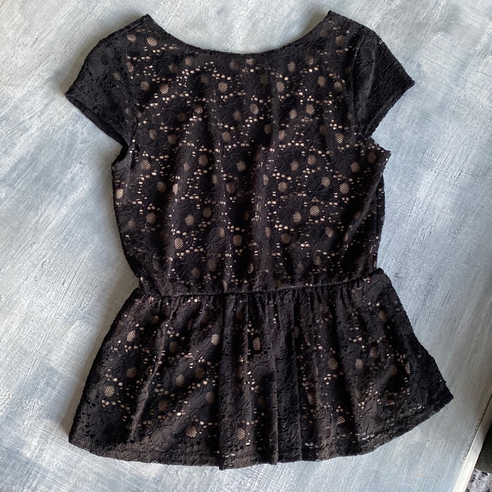 Black lace peplum top